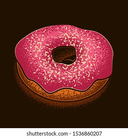 Original vector illustration in a retro style of a sweet donut.