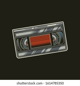 Original vector illustration in retro style. Old VHS videotape in retro style