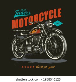 Original vector illustration in retro style. American motorcycle custom made. T-shirt Design