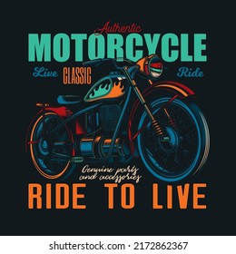 Original vector illustration in retro style. American motorcycle custom made. T-shirt Design