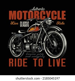 Original vector illustration in retro style. American motorcycle custom made. T-shirt Design