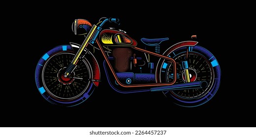 Original vector illustration in retro style. American motorcycle custom made.