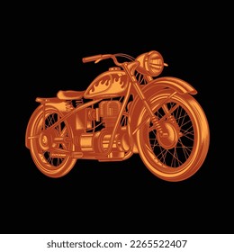 Original vector illustration in retro style. American motorcycle custom made.