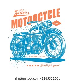 Original vector illustration in retro style. American motorcycle custom made. T-shirt Design