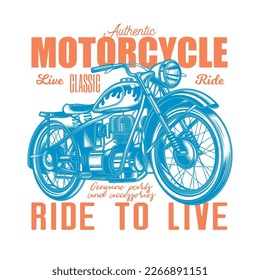 Original vector illustration in retro style. American motorcycle custom made. T-shirt Design