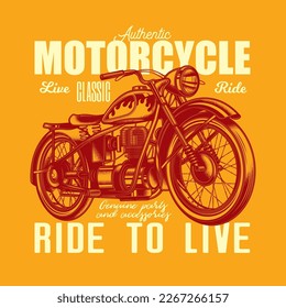 Original vector illustration in retro style. American motorcycle custom made. T-shirt Design