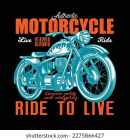 Original vector illustration in retro style. American motorcycle custom made. T-shirt Design