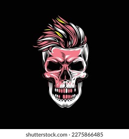 Original vector illustration in retro style skull head with eyes. T-shirt design, design element.