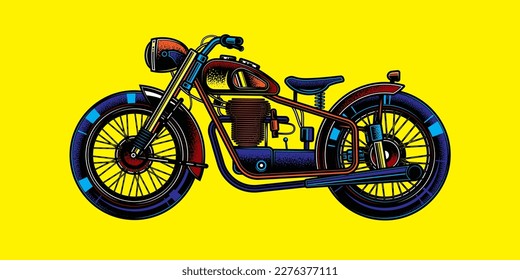 Original vector illustration in retro style. American motorcycle custom made.