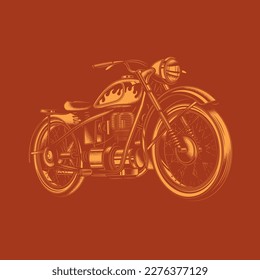 Ilustración vectorial original en estilo retro. Motocicleta americana hecha a medida.