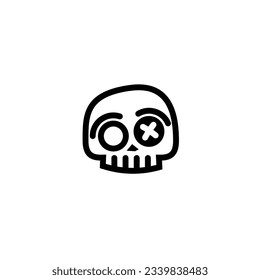 Ilustración vectorial original en cabeza de cráneo estilo retro con ojos. Diseño de camisetas, elemento de diseño.