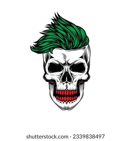 Original vector illustration in retro style skull head with eyes. T-shirt design, design element.
