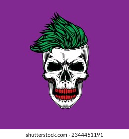 Original vector illustration in retro style skull head with eyes. T-shirt design, design element.