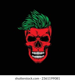Original vector illustration in retro style skull head with eyes. T-shirt design, design element.