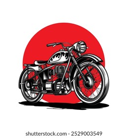 Original vector illustration in retro style. American motorcycle custom made. T-shirt design. Hand drawn, not AI