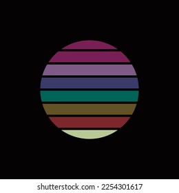 Original vector illustration of a retro sunset in the style of the 80s. A design element.