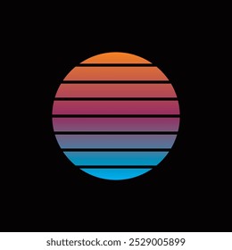 Original vector illustration of a retro sunset in the style of the 80s. A design element. T-shirt design. Hand drawn, not AI