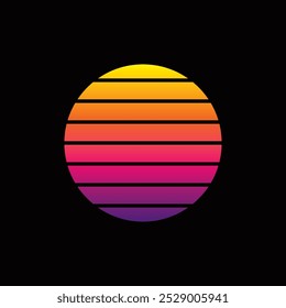 Original vector illustration of a retro sunset in the style of the 80s. A design element. T-shirt design. Hand drawn, not AI