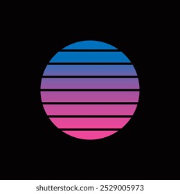 Original vector illustration of a retro sunset in the style of the 80s. A design element. T-shirt design. Hand drawn, not AI