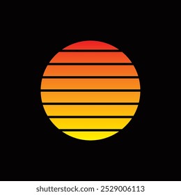 Original vector illustration of a retro sunset in the style of the 80s. A design element. T-shirt design. Hand drawn, not AI