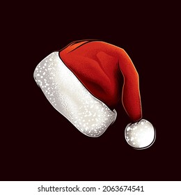 Original vector illustration of Santa Claus hat in vintage style. Design elements.