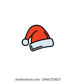 Original vector illustration. Santa Claus New Year's Hat Icon. Hand drawn, not AI