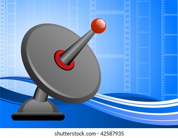 Original Vector Illustration: Satellite dish on film reel background AI8 compatible