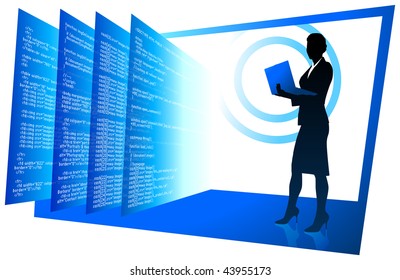 Original-Vektorgrafik: Sexy-Web-Entwickler drahtlose Internet-Kommunikation Hintergrund AI8-kompatibel