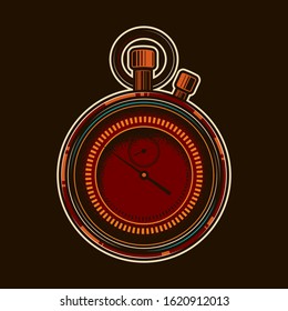 Original vector illustration. Sports stopwatch in vintage style.