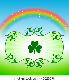 Original Vector Illustration: St. Patrick's Day Design elements on rainbow background