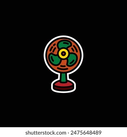 Ilustración vectorial original. Un ventilador de mesa. Un icono de contorno. Dibujado a mano, no AI