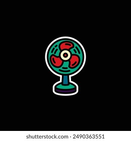 Original vector illustration. A table fan. A contour icon. Hand drawn, not AI