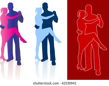 Original-Vektorgrafik: Tango-Tänzer in Silhouette AI8-kompatibel