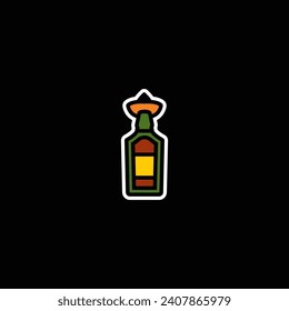 Original vector illustration. Tequila bottle icon. Hand drawn, not AI