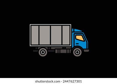Original vector illustration. A truck. A contour icon. Hand drawn, not AI