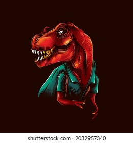 Original vector illustration of a tyrannosaurus rex in a vintage style. T-Rex