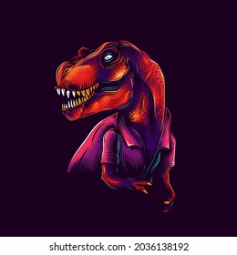 Original vector illustration of a tyrannosaurus rex in a vintage style. T-Rex