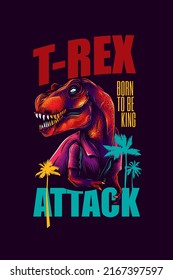 Original vector illustration of a tyrannosaurus rex in a vintage style. T-Rex