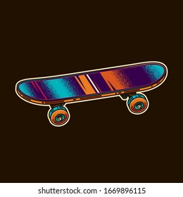 Original vector illustration. Urban skateboard in retro style.