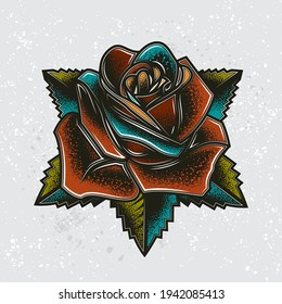 Original vector illustration in vintage style. Rose flower in tattoo style.
