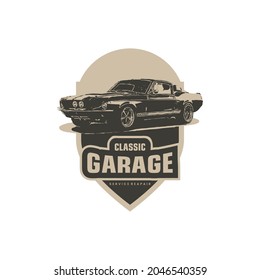 Original vector illustration in vintage style. Vintage car
