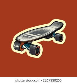 Original vector illustration in vintage style. Skateboard of different colors. T-shirt design. A design element.