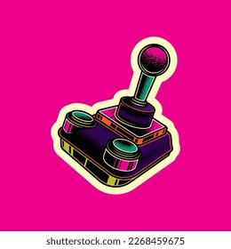 Original vector illustration in vintage style. Vintage joystick. T-shirt design. A design element.