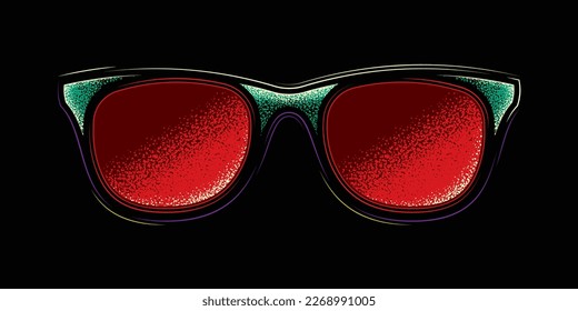 Original vector illustration. Vintage style sunglasses. T-shirt design, design element.