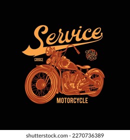 Original vector illustration in vintage style. Classic American motorcycle. T-shirt design, design element. 