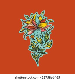 Original vector illustration in vintage style. A bouquet of flowers.