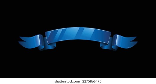 Original vector illustration in vintage style. Blue Ribbon. A design element.
