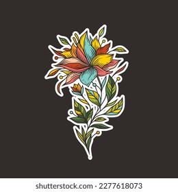 Ilustración vectorial original en estilo vintage. Un ramo de flores.