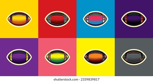 Original vector illustration in vintage style. American football ball. Design elements. T-shirt design.