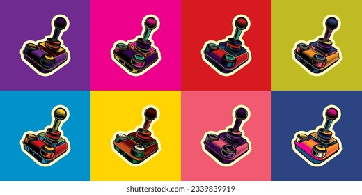 Original vector illustration in vintage style. Vintage joystick. T-shirt design. A design element.